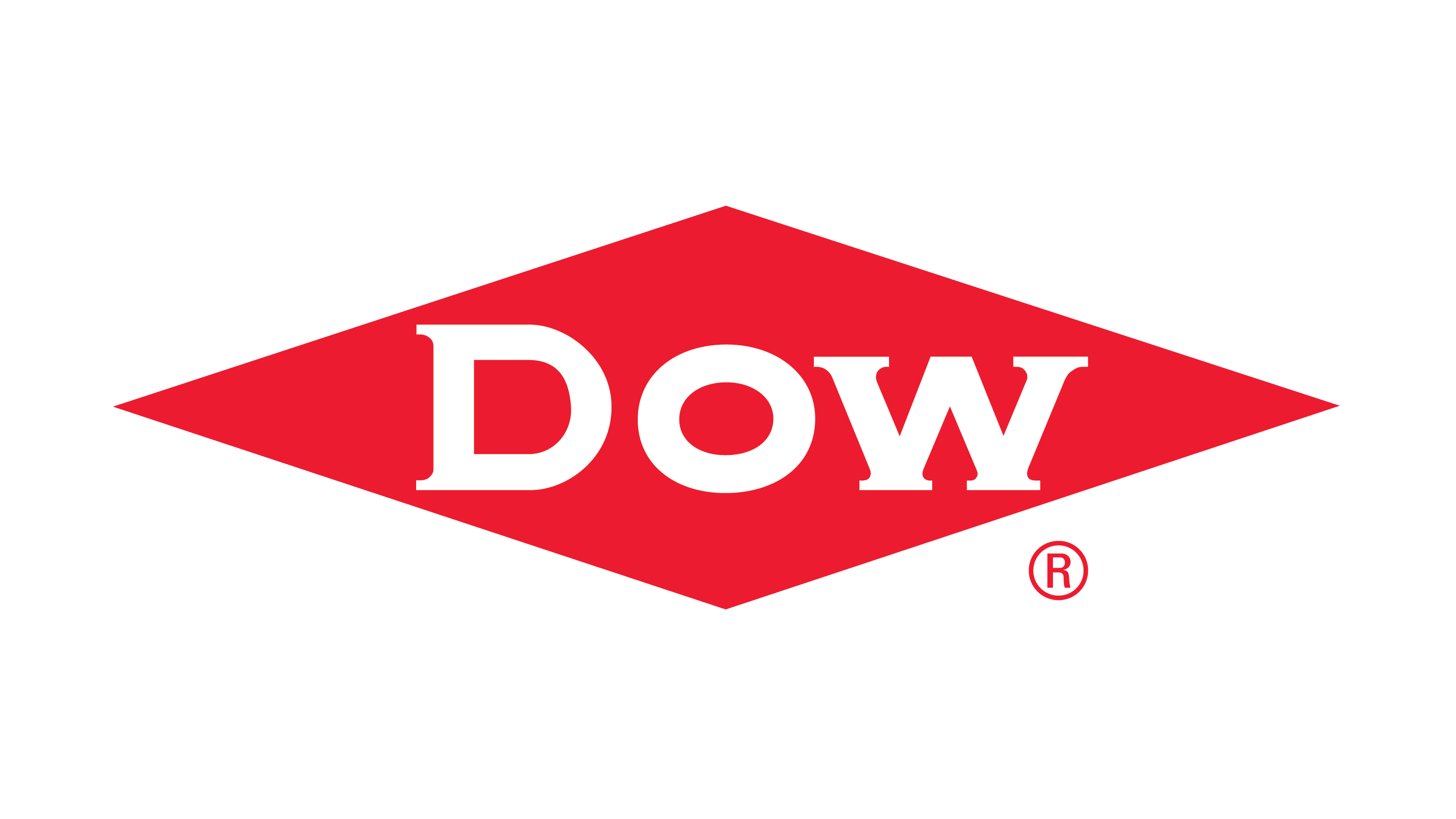 The Dow logo featuring the word "Dow" in white letters centered inside a red diamond shape on a light gray background, as seen at the Northwood's Distinguished Women Awards.