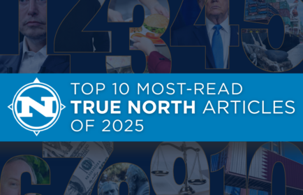 Collage featuring numbers 1 to 10, various images, the Northwood University logo, and text reading “True North: Top 10 Most-Read Articles of 2025.”.