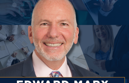 Edward Marx, smiling in a suit and tie, is featured in a promotional graphic for the Health Care Summit at Northwood University, where he will share valuable Leadership Insights.