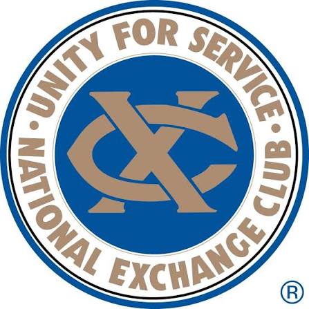 Round logo with overlapping gold letters “C” and “X” on a blue background, surrounded by the words “Unity for Service National Exchange Club” in blue on a white border.