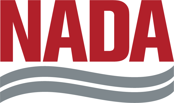 The image shows the word "NADA" in bold red letters above two wavy gray lines on a white background.