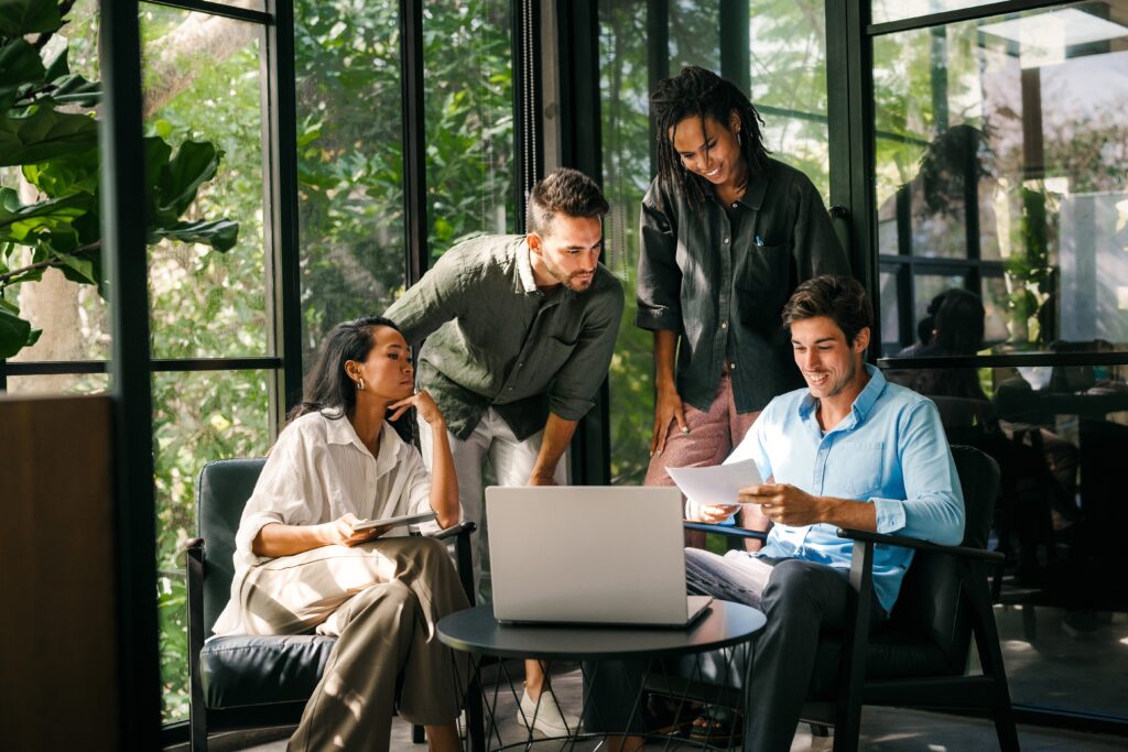 Group of individuals collaborating on a project.